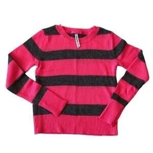 Never Worn Aeropostale Sweater Pink Grey Striped Crew Neck Small